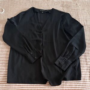 Banana Republic Black V-Neck Long Sleeve Blouse